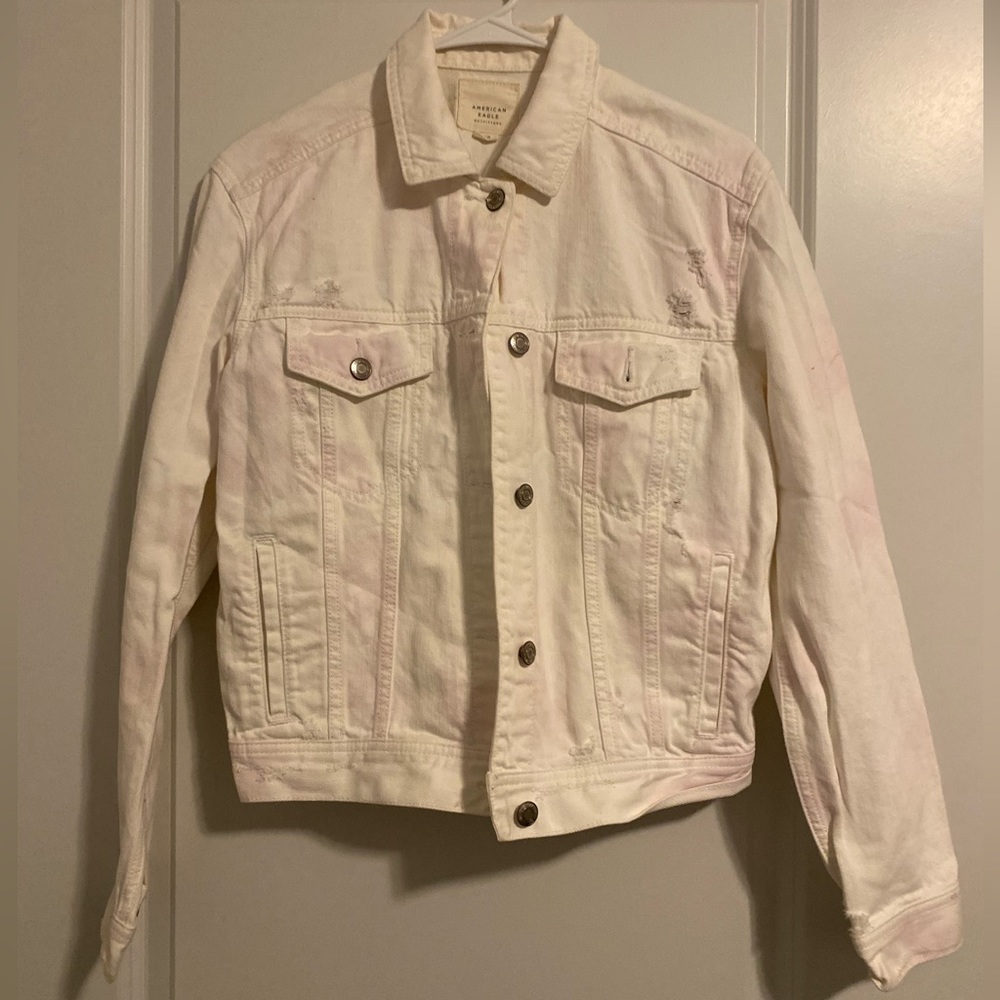 American Eagle White Jean Jacket